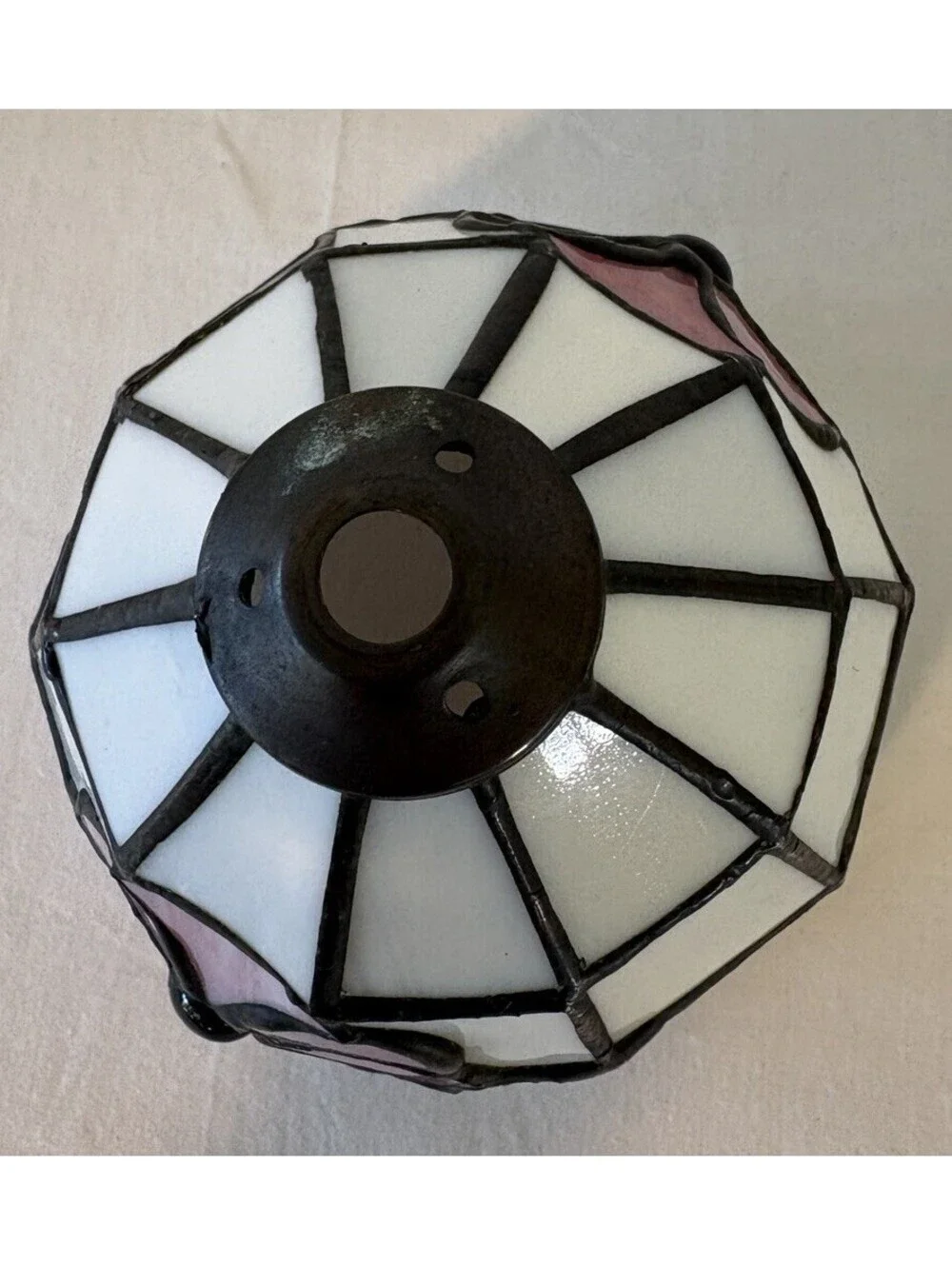 Vintage Tiffany Style Stained Glass Lamp Shade Only, 2 1/4 Fitting Bell Design
